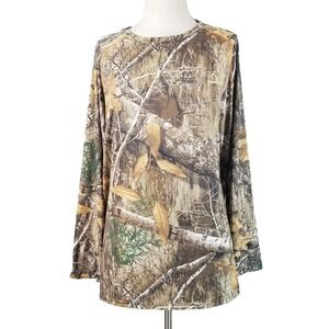 Realtree Edge camo shirt men's 2XL XXL Brown long sleeve Dri-Fit stretch outdoor